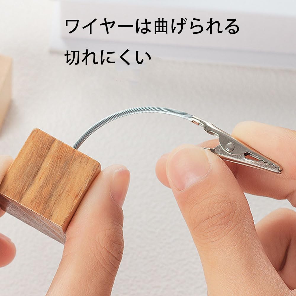 Pine Wood Color Modern Simple Sticky Note Holder Crocodile Iron Clip Message Holder Idea Photo Holder Wooden Business Card Holder Stationery Office