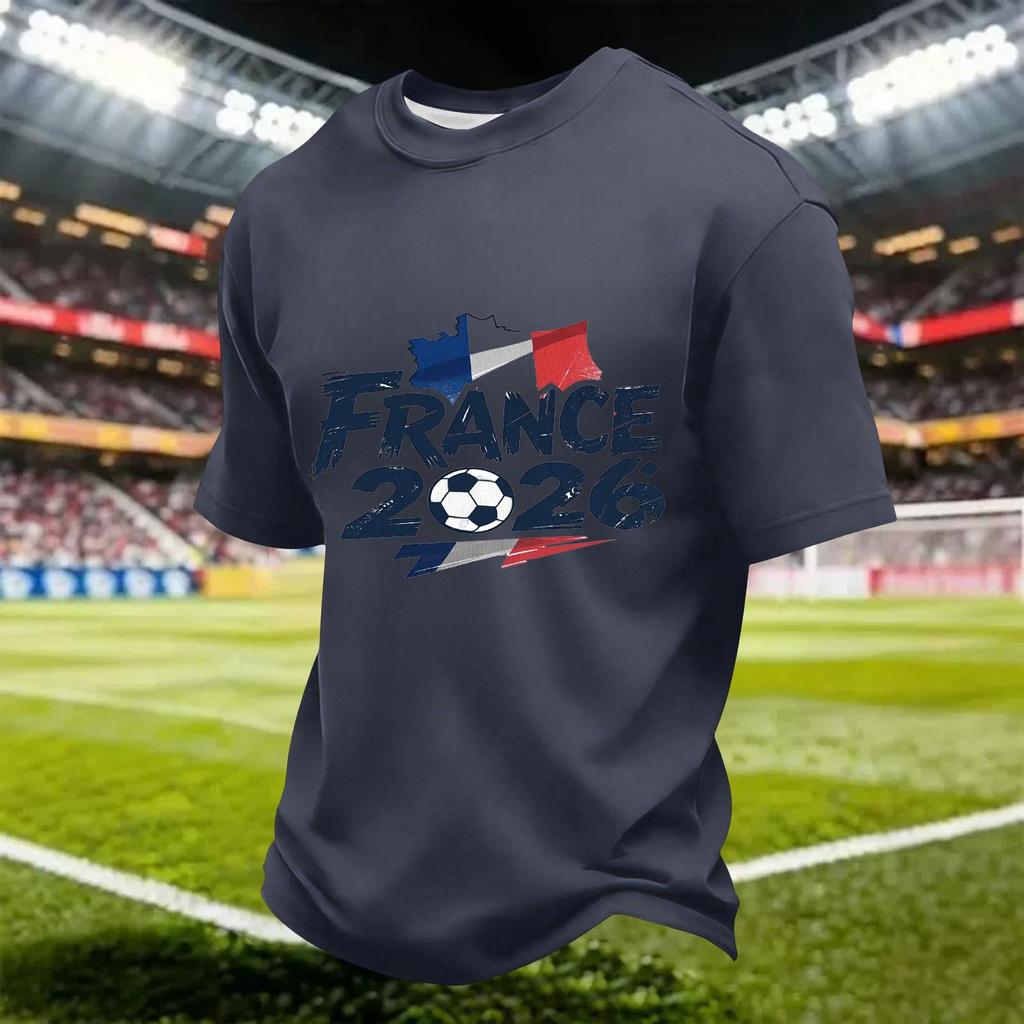 Men's Quick Dry Short Sleeve T-Shirt with Soccer Print, Breathable Mesh, Lightweight, Neck, Casual