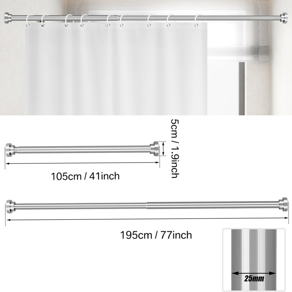 Stainless Steel Shower Curtain Rod Adjustable Spring Tension Rods No Drill for Bathroom Closet Window Room Divider Curtain Pole