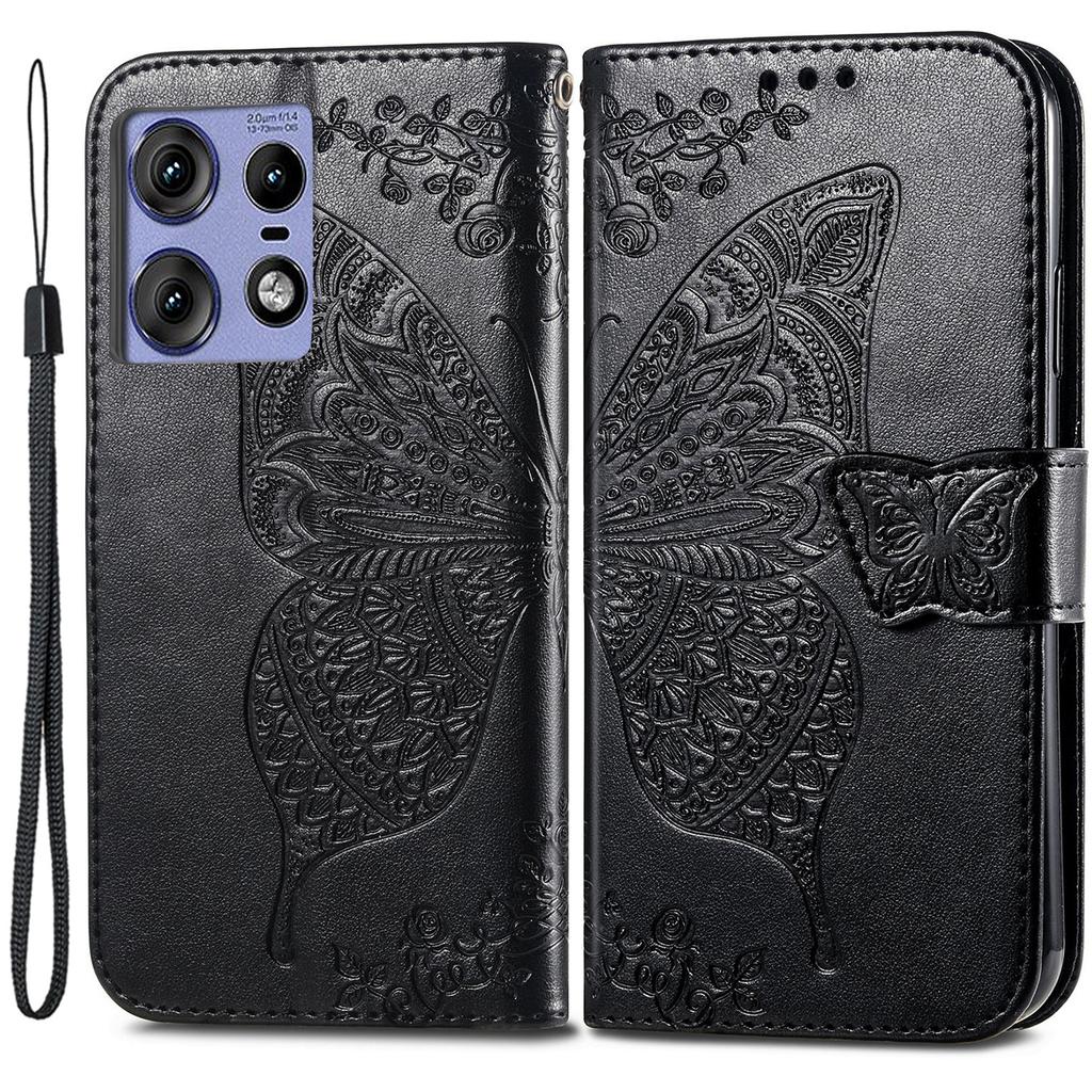 For Motorola Edge 50 Pro 5G Wallet Case Butterfly Imprinted PU Leather Phone Cover