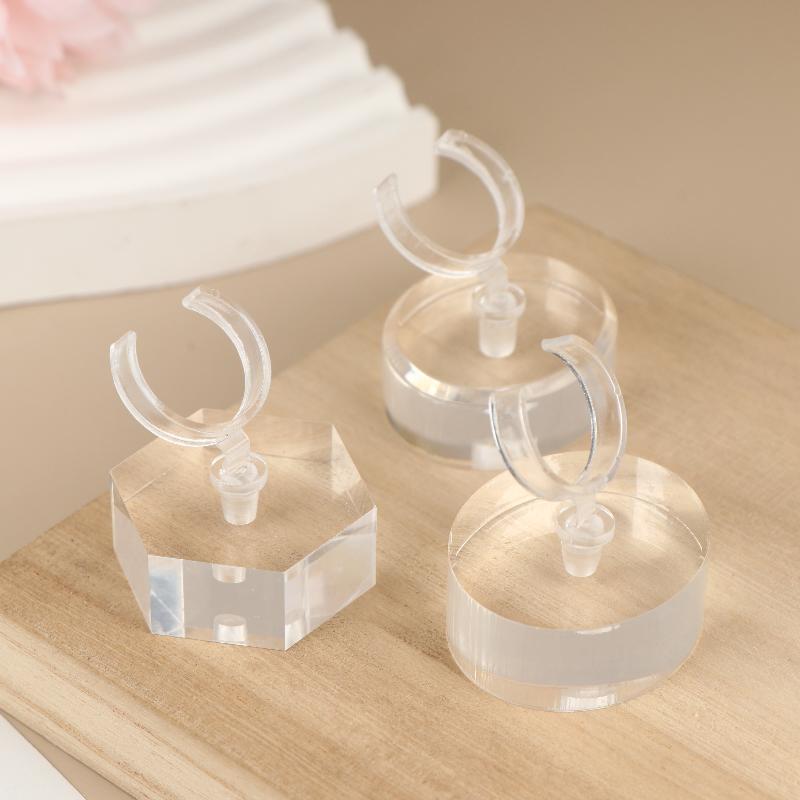 Clear Geometric Acrylic Ring Display Stand Jewelry Holder 2 Grid Box for Wedding Ceremony Earring Retail Showcase