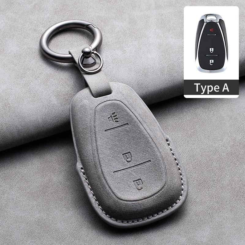 Leather Car Key Case Cover Protective Shell For Chevrolet Chevy Malibu Camaro Cruze Traverse Spark Equinox Sonic Volt Keychain