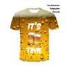 Men's 3D Beer Mug Print T-Shirt - Graphic, Casual Round Neck Short Sleeve
