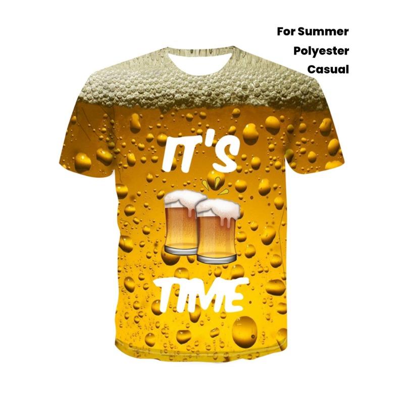 

Men s 3D Beer Mug Print T-Shirt - Graphic, Casual Round Neck Short Sleeve XL