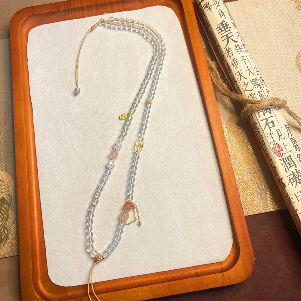 Versatile Red Agate Pendant with White Crystal Southern Necklace Cord