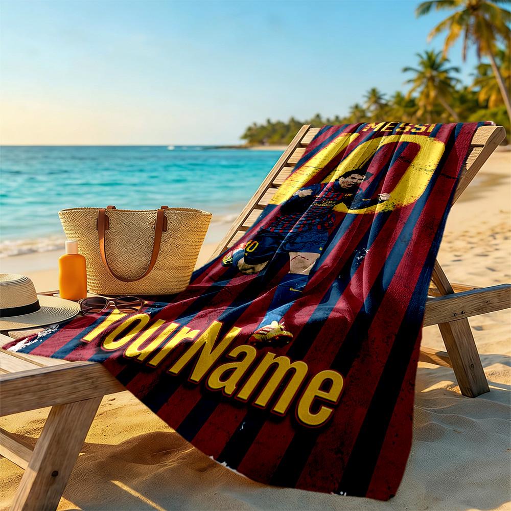 Messi Customize Text Beach Towel Super Soft & Absorbent Suitable for Sports Travel Swimming Yoga Bathroom Beach And Pool