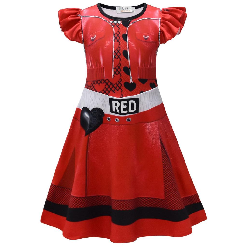 Cartoon Digital Printing Clothing Cosplay Middle And Old Children'S Flying Sleeves Dress + Bag 2638