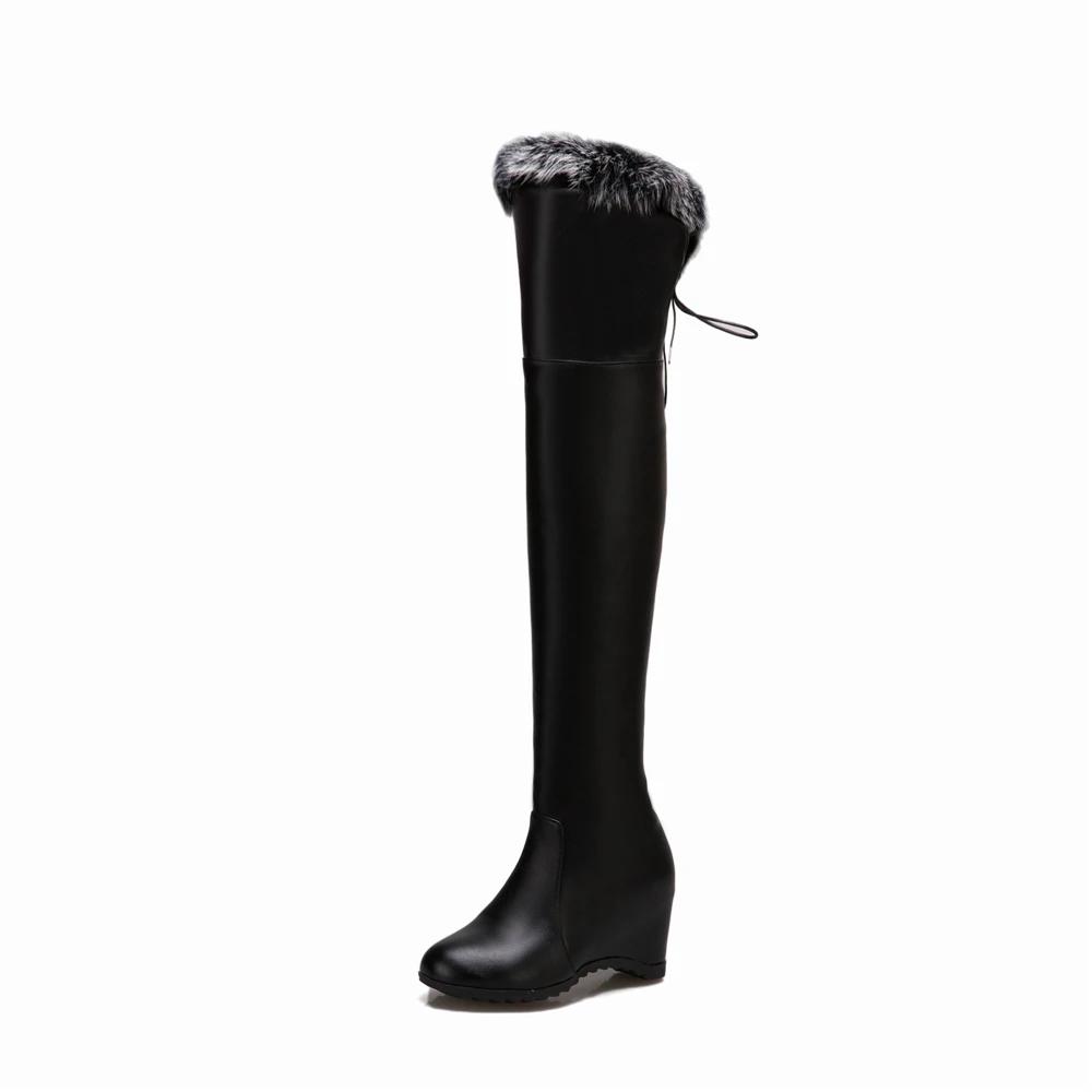 

Autumn Winter Women Over The Knee Boots Fur Women Boots Platform Lnternal Increase High Heels Ladies Thigh High Boots 33-44 39