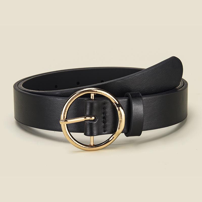 Cintura da Donna in Ecopelle PU con Fibbia Rotonda in Lega - Accessorio Casual Versatile