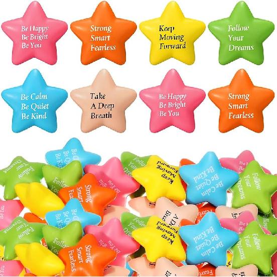 36 Pcs Motivational Stress Balls Quotes Inspirational Funny Colorful Foam Balls Hand Exercise Stress Relief Gifts for Office Small Anxiety Toys for звезда