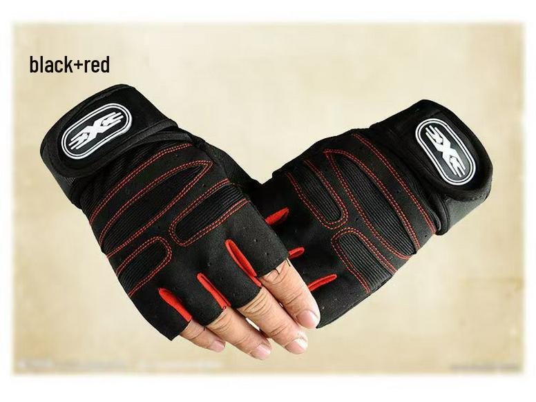 Unisex Non-slip Half Finger Fitness Gloves with Wrist Support for Outdoor Sports
