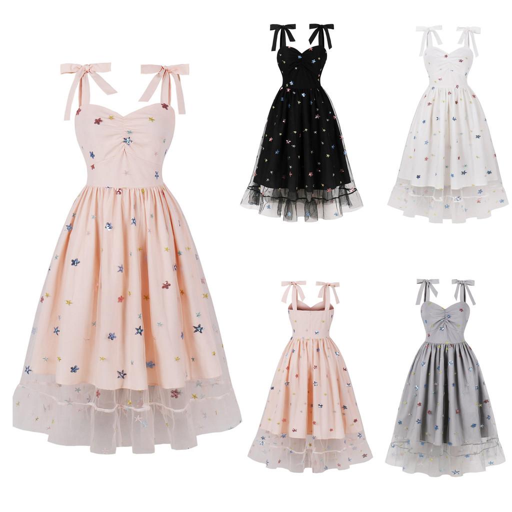 

Женское ретро-платье 50-х 60-х годов с цветами Хепберн, без рукавов, на бретельках, миди, для офиса, для хозяев, для свадеб, для подружек невесты, для вечеринок S белый