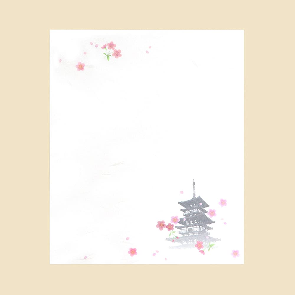 Kamiiso Sansho Made In Japan Kimono Beauty Kaishi (Japanese Paper) Set of 3 (Five-Story Pagoda, Mount Fuji, and Maiko)