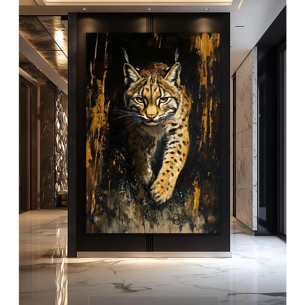 Fox Elephant Eagle Canvas Painting Black Gold Animal Print Poster Luxury Wild Animal Decoration Abstract Modern Gold Home Decor