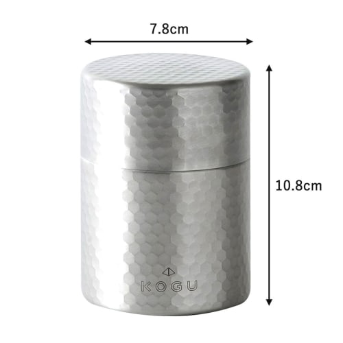 KOGU Tea Storage Container/Tea Caddy [Made in Japan] Dishwasher Safe with Inner Lid, Airtight, Light-Blocking, Preserves Freshness, Hammered Pattern,