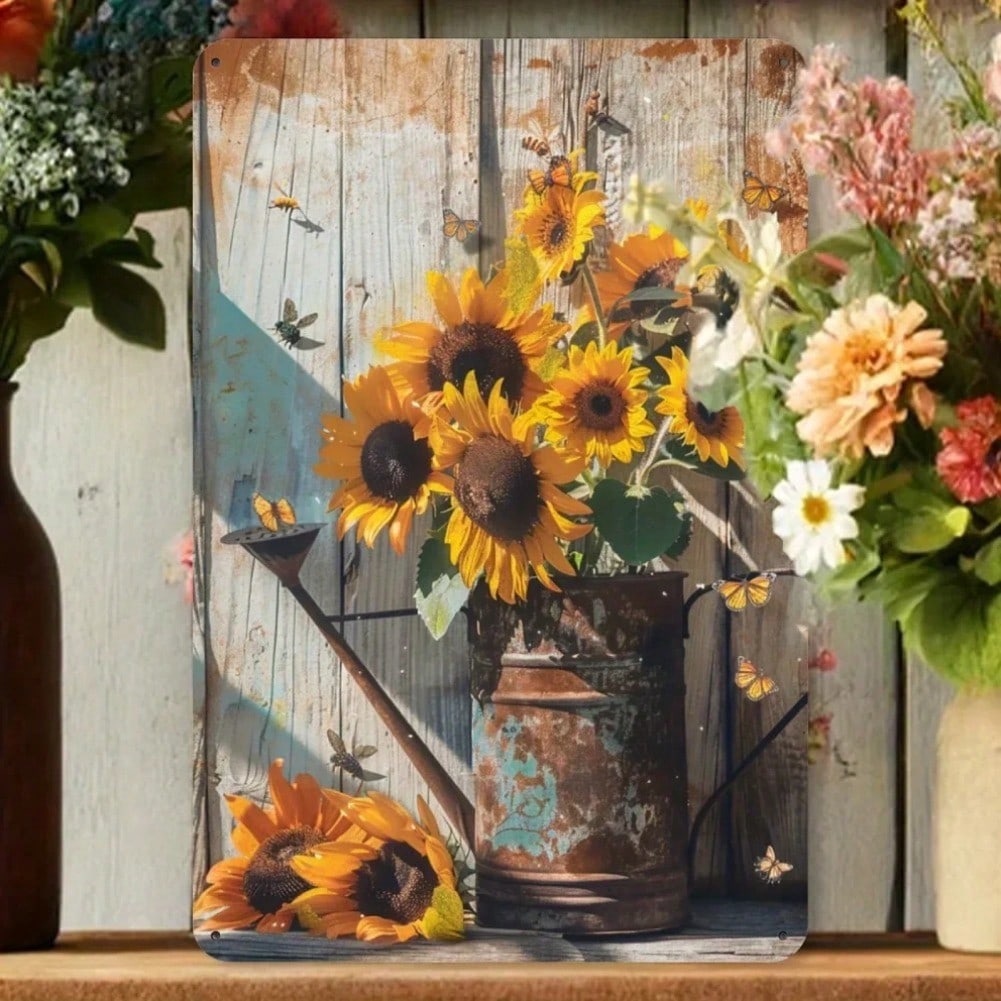 Vintage Metal Wall Sign Rustic Farmhouse Decor Indoor Outdoor Iron Bucket Art