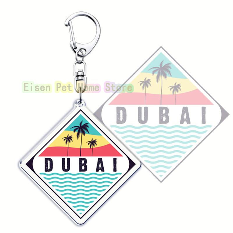 Classic Dubai City Travel Keychains Dxb Airport Tickets Key Chain Ring for Bag Hero Pendant Keyring Jewelry Fans Gifts