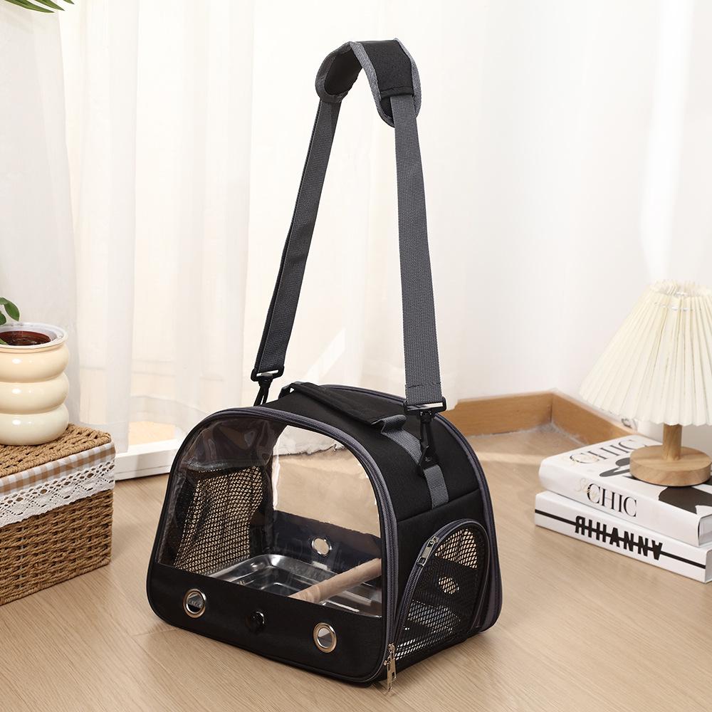 Transparent Breathable Portable Parrot Carrier - Anti-Bite, Handheld & Shoulder Crossbody Bird Cage for Small/Medium Birds Outdoors