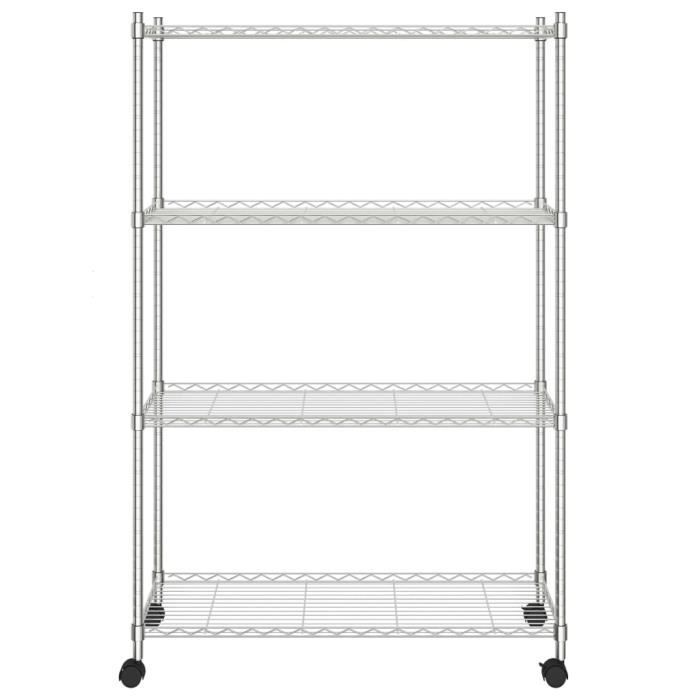 VidaXL 4-Tier Storage Rack with Wheels 90x35x137 Cm Chrome 200 Kg