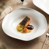 Ceramic Straw Hat Dish Irregular Salad Dish Soup Dish Special Tableware White Artistic Conception Dish.