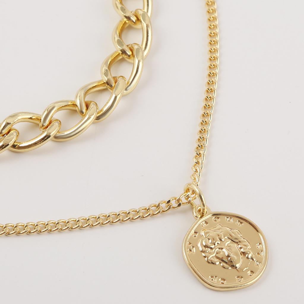 Hip Hop Chain Double Layered Stacking Necklace Light Luxury Niche Design Cold Wind Net Red Hundred Matching Sweater Chain Collarbone Chain Female