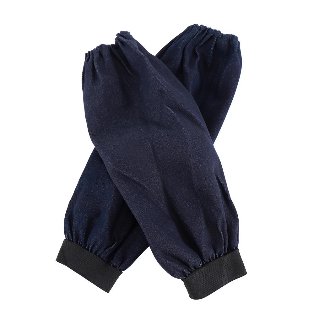 1 par de mangas protetoras de braço de soldador, mangas de braço de soldagem azul jeans, mangas de trabalho, proteção contra cortes e calor