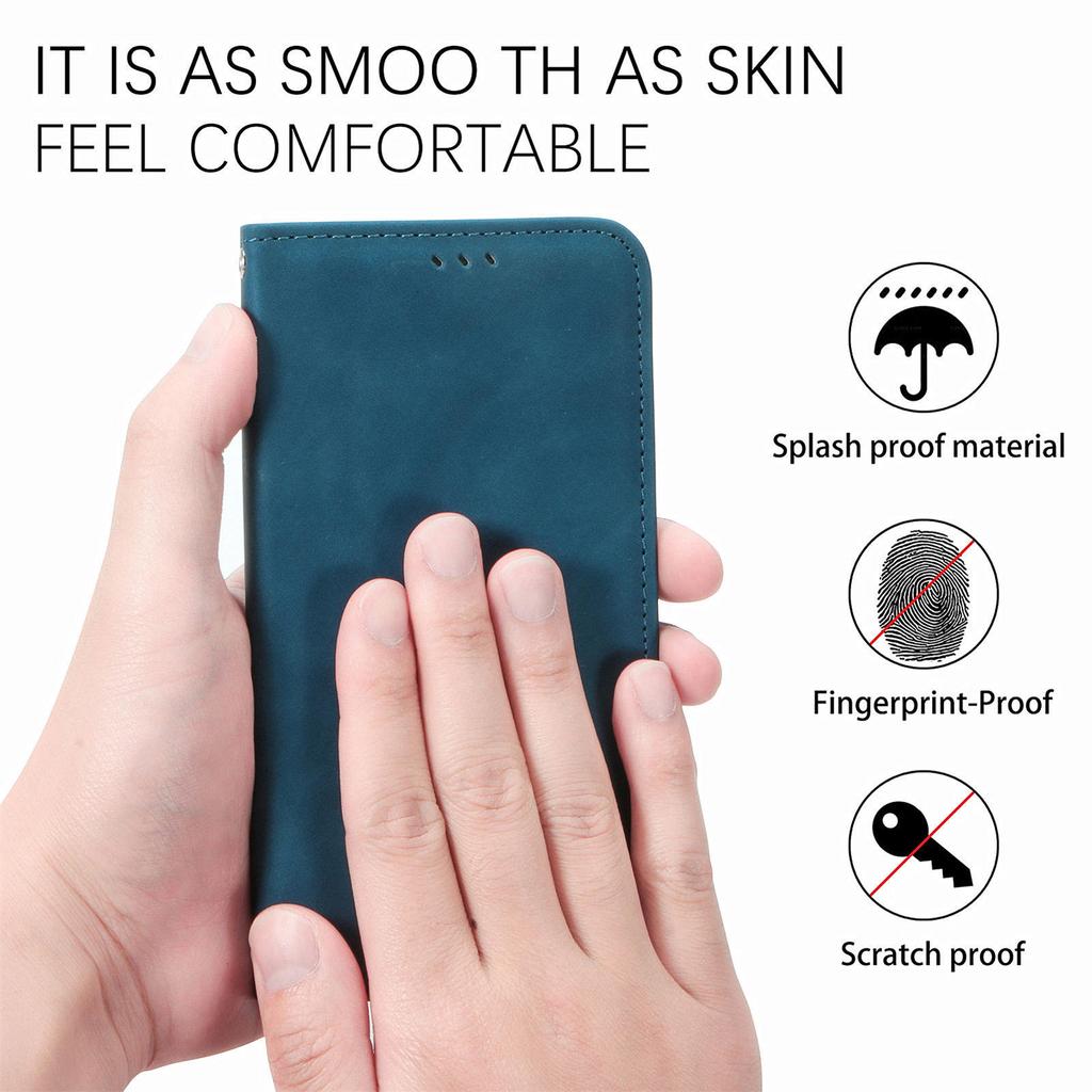 For Motorola Moto G54 5G Magnetic Case Skin-touch Wallet Stand PU Leather Phone Cover