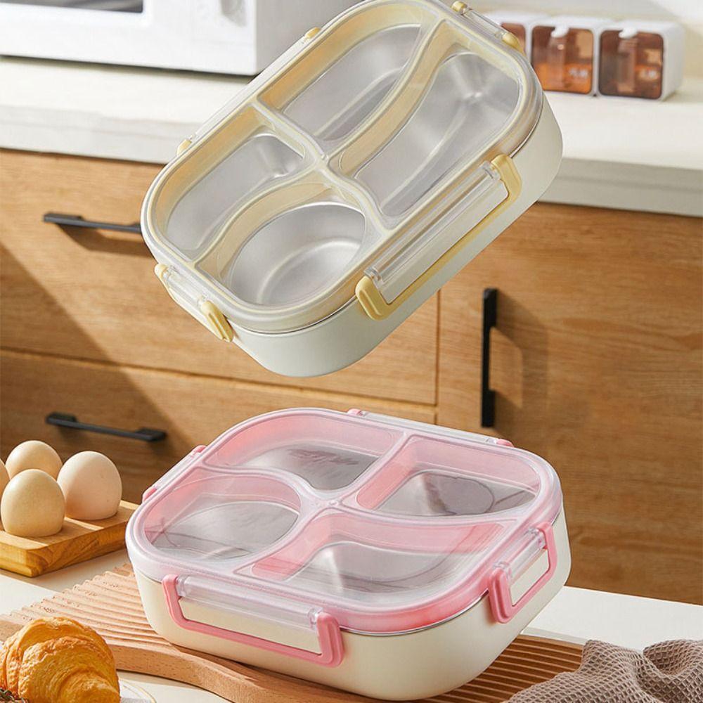 Divided Insulated Lunch Box 900/1400ML Compartment Lunch Box Stainless Steel Lunch Box  Worker