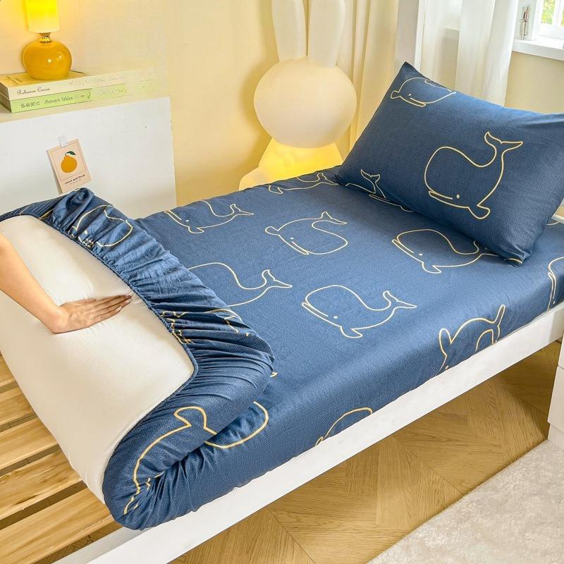 

1pc Mattress Protector 100% Cotton Fitted Sheet Soft Breathable Mattress Cover with Elastic Bands for Single or Double Bed 1PC-80x190cm