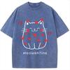Lustiges Valentinstags-Kätzchen Washed T-Shirt Unisex Paar T-Shirts Sommer Kurzarm Reine Baumwolle Schwergewicht Tuniken