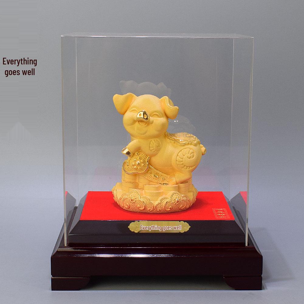 

Creative Sand Gold Zodiac Pig Ornament for Auspicious Wealth and Home Decoration Small