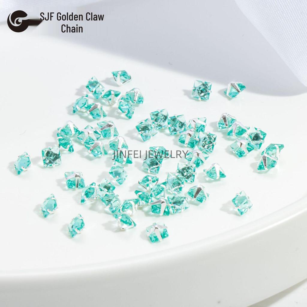 Colorful Square Prong Rhinestones: Right-Angle Silver Crystal Zircon for DIY Phone Chains and Jewelry.
