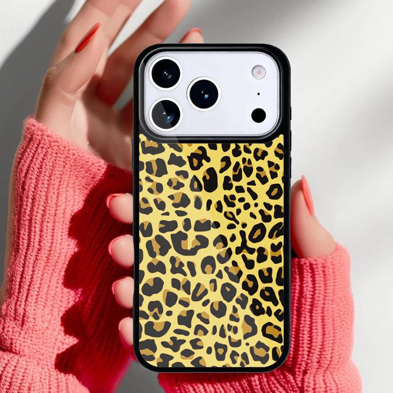 Leopard Skin Phone Case for iPhone 17 16 15 14 13 Pro Max Back Cover for 12 11 Pro Coque