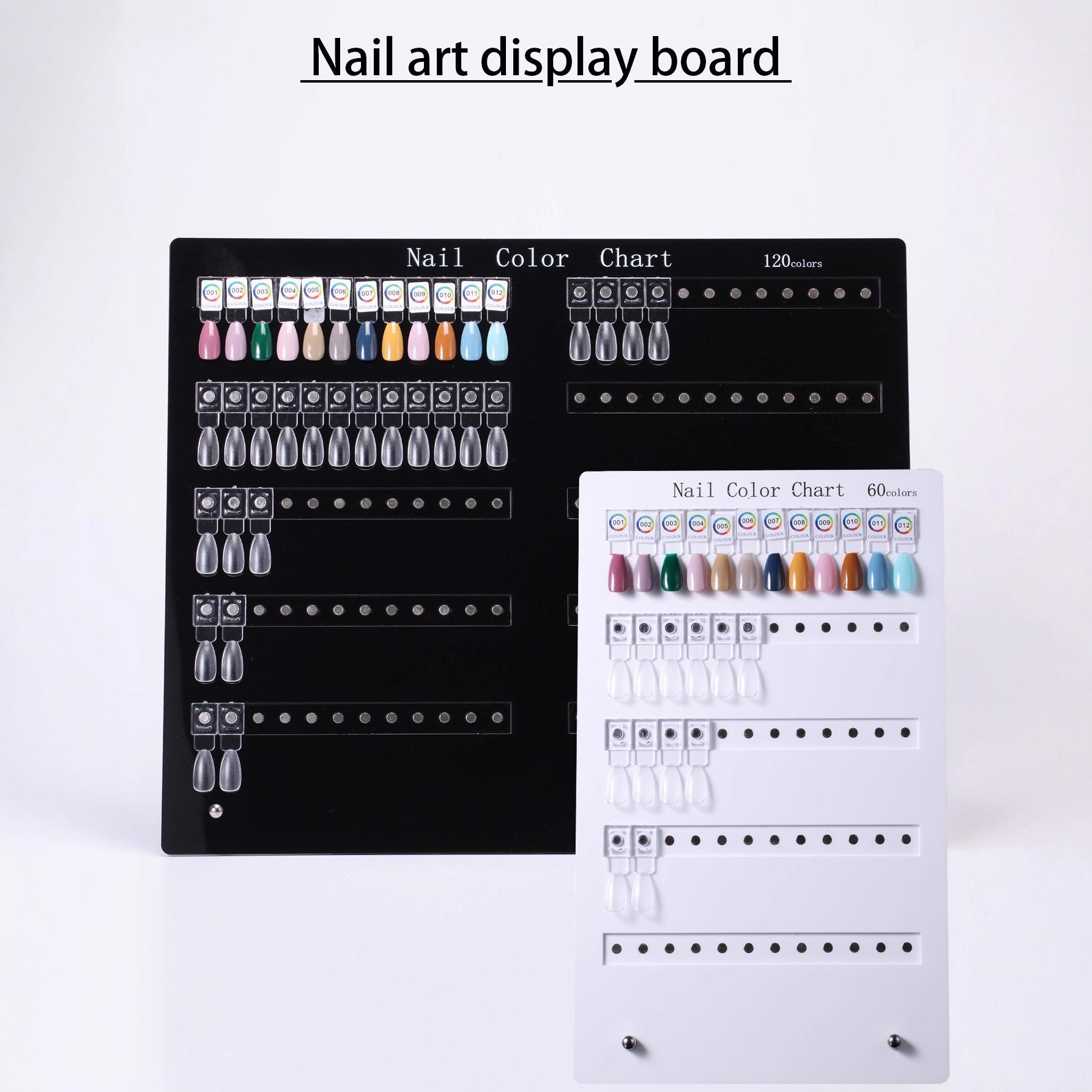 Magnetic Nail Art Color Swatch Book with Acrylic Nail Tips & Number Stickers