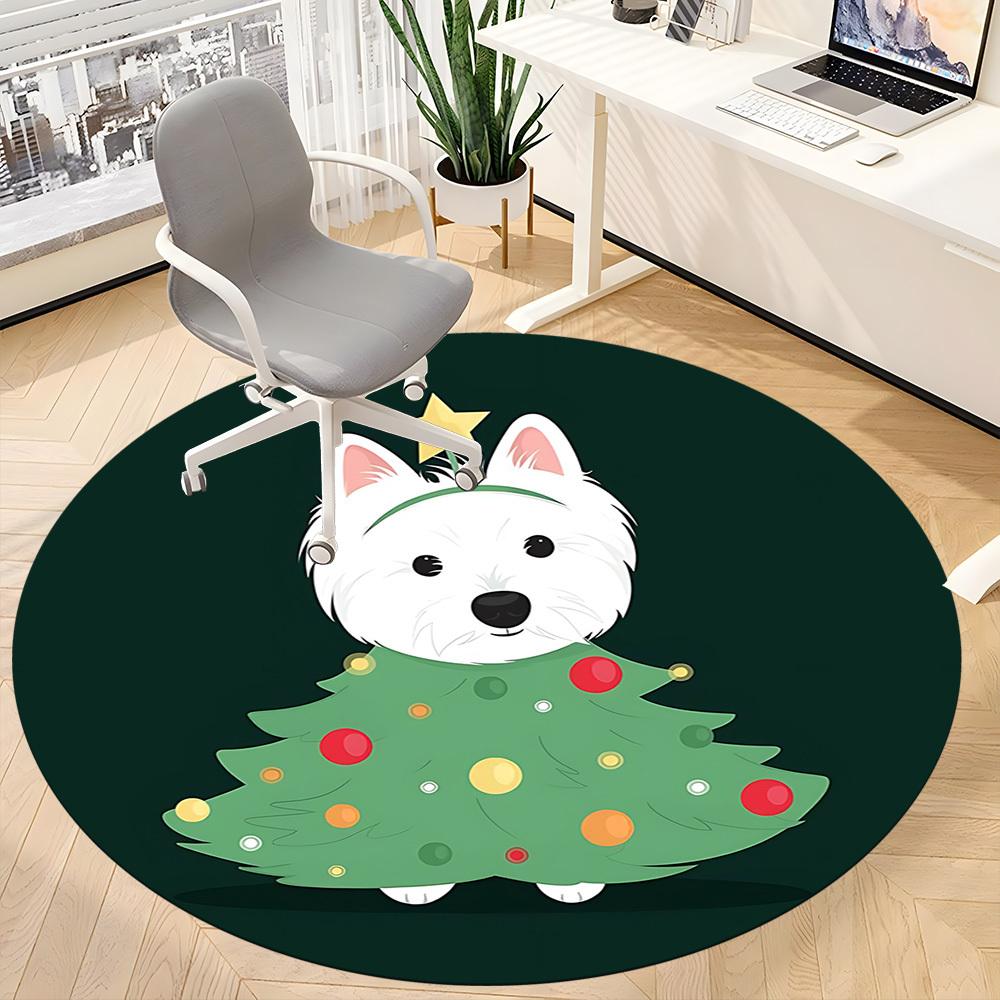1pc Pup Tree Office Round Area Rug, Under Office Chairs Bedroom Living Room Home Decor, Room Deco
