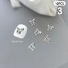 10 Pcs Glossy Silver Ribbon Nail Art Charm 3D Metal Alloy Bows Silk Ribbon Nail Decoration Diy Retro Metallic Nail Accessories