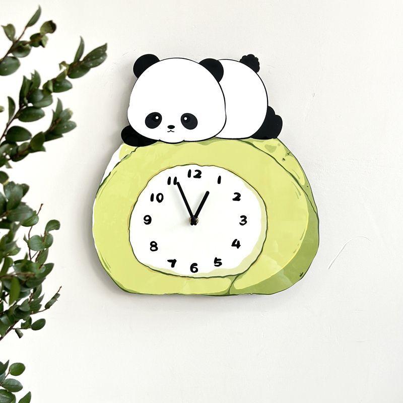 New Panda Cartoon Clock for Home Living Room, Simple Clock Decoration, Quiet, Cute and Creative Wall Clock