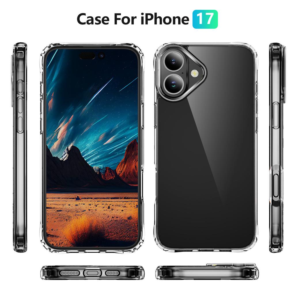 Slim Minimalist Transparent Cover for iPhone 17 Air 16 Plus 15 pro max Anti-Yellowing Shockproof Reinforced Corners Anti-Scratch Daily Protective Case