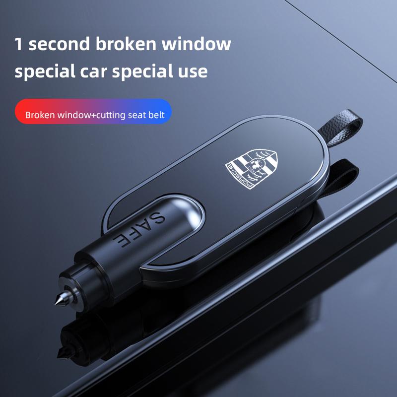 Car Safety Hammer Emergency Glass Window Breaker Escape Tool For Porsche 911 718 Taycan Panamera Cayenne Macan Boxster Cayman