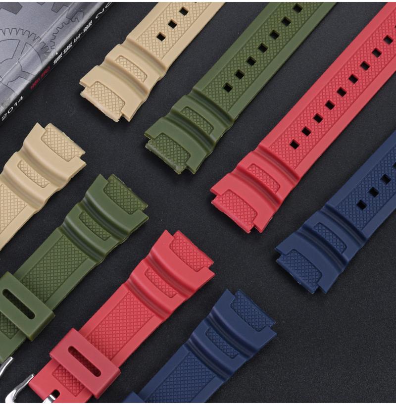 Gummi-Uhrenarmband für Casio AE-1200WH 1300WH 1000W W-216H SGW500 F-108WH Edelstahlschließe 18mm AE-1000W Mrn Uhrenarmband