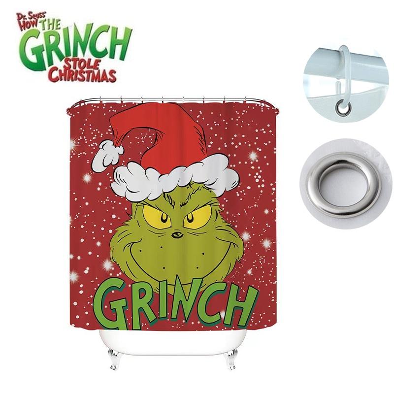 Curtain Christmas Shower How The Stole Christmas Waterproof With Hooks