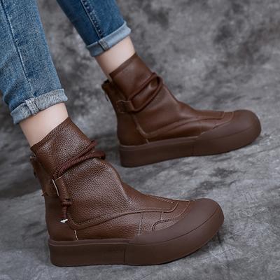 Ankle Boots for Women Leather Flats Platform Shoes Woman 2024 Trend Fashion Sneakers Chelsea Botas Goth Gladiator Mujer Zapatos