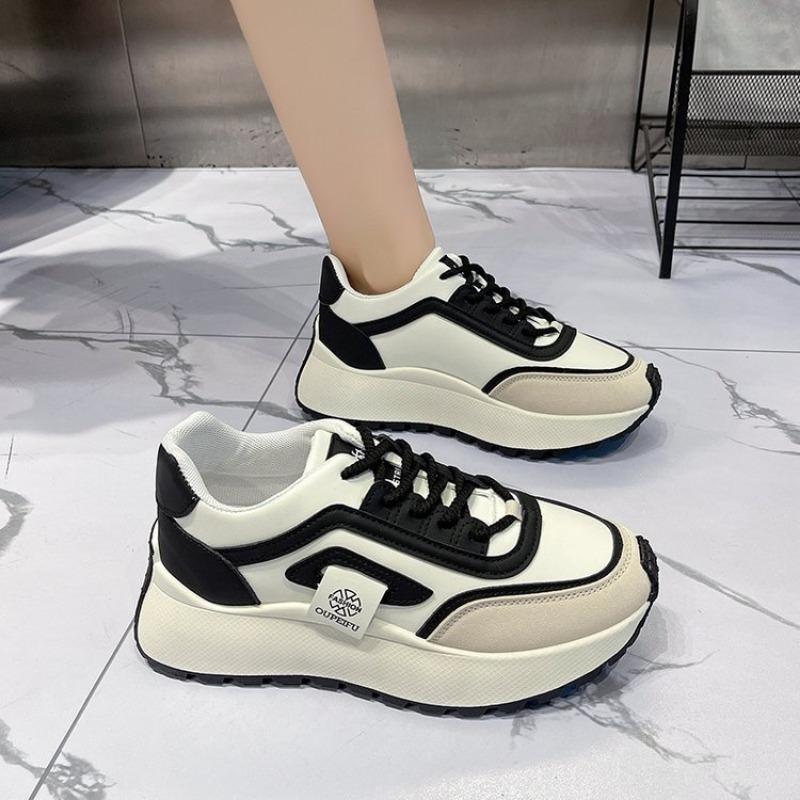 Taizhou platform running women's shoes street shooting fashion lace-up casual shoes campus style versatile color matching sports shoes women
