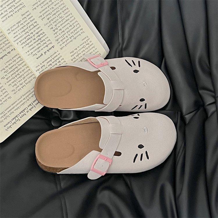 

Boken shoes bag head half slippers women s summer wear 2024 new summer one pedal cute Boken half tray sandals 40