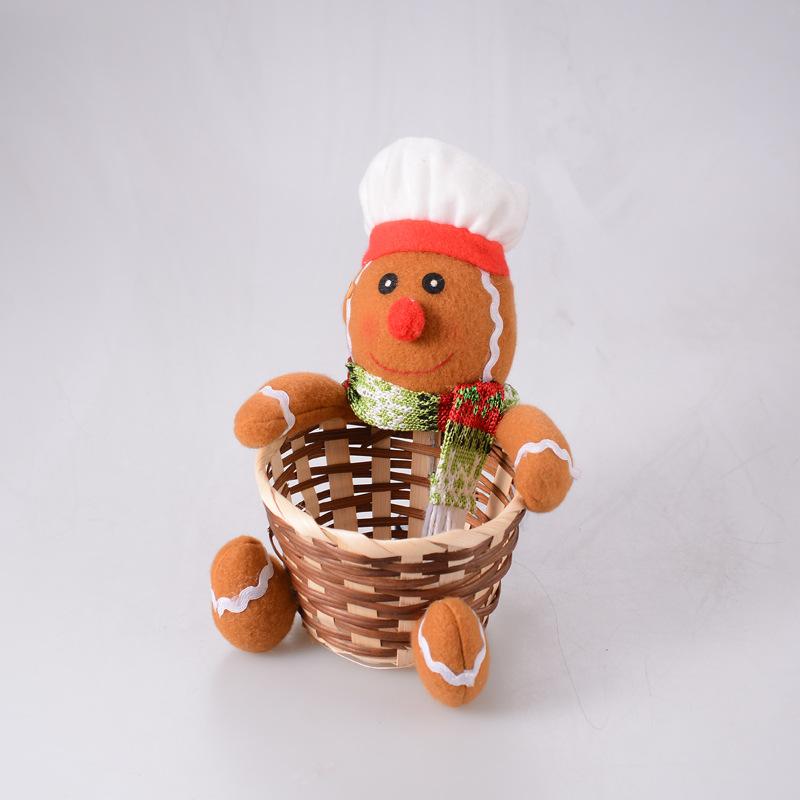 2025 New Santa Snowman Candy Bamboo Basket Christmas Gift Storage Basket Festive Atmosphere Christmas Decorations For Car Home