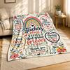 Teacher Rainbow Quote Collage Plush Throw Blanket Classroom Gift