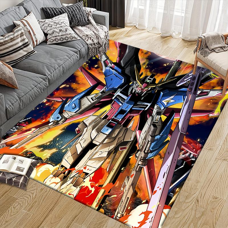 Mobile Suit Gundam Epic Battle Square Area Rug, Non-Slip Floor Mat for Bedroom, Perfect Gift for Mecha Fans.chl