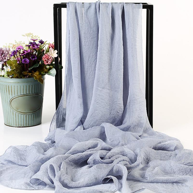 Women Translucent Scarf Chiffon Wild 170*70cm Solid Color Simulation Silk  Shawl Sunscreen