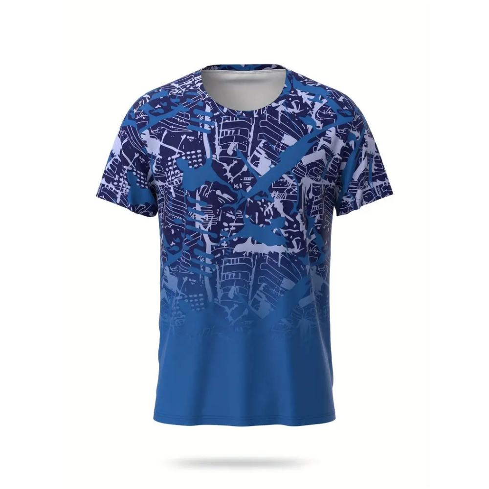 XXS-6XL Plus Size Men's T-shirt Gradient Print Summer Casual Outdoor Clothes Short Sleeve Tops Tees Men's Pullover Clothing