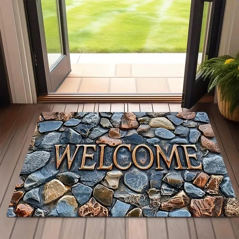 1Pcs Anti Fatigue Kitchen Rugs Cat Print Waterproof Non-Slip Thick Cushioned Kitchen Mat Heavy Duty Comfort Standing Mat for Kitchen